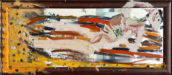 James Drinkwater Montauk bather (study), 2023 Oil on framed mirror 40 x 89cm