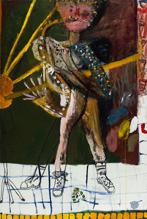 James Drinkwater Playing on the bar, 2023 oil on linen 183 x 122cm