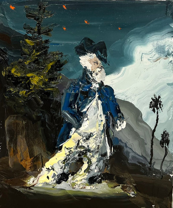 Paul Ryan The Point at which the idea of remaining at 90 Degrees no longer seems and option, 2022 Oil on Linen 84 x 72cm