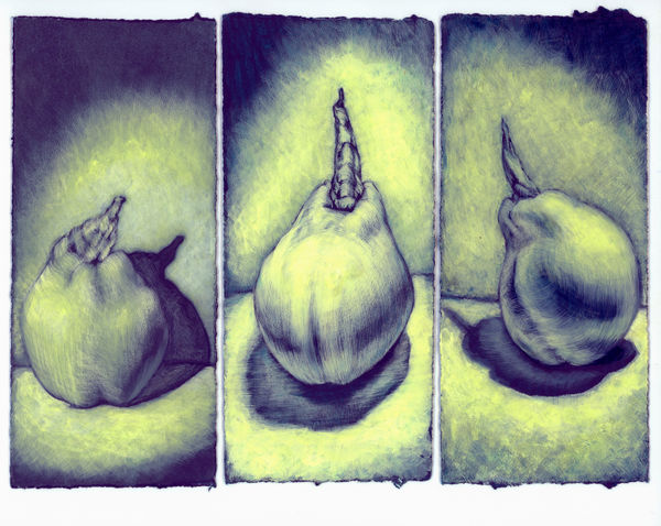 Kim Spooner Femme Fatale, 2025 Watercolour and gouache on cotton paper 21 x 29.7cm (19.5 x 8.4cm each panel)