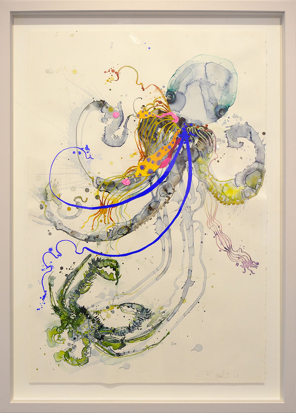 Dee Smart Love on top, 2024 Watercolour, acrylic and collage on arches paper 117 x 80.5cm, framed