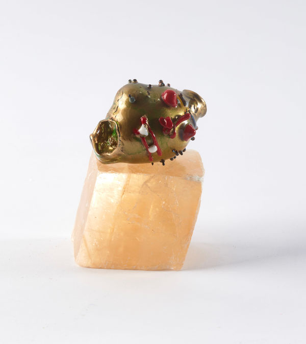 Floria Tosca Cabinet of Disappointments - Depression #6, 2024-25 Borosilicate glass on Citrine block 3 to 5cm dimensions variable