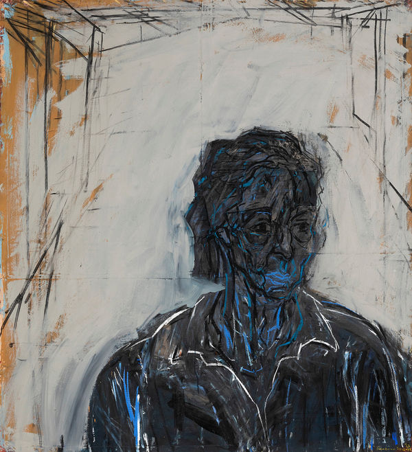 David Fairbairn LARGE HEAD G.E. NO.1, 2023 acrylic gouache pastel ink & willow charcoal on paper 130 x 119cm