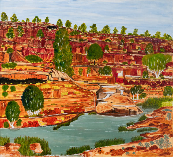 Selma Coulthard Urrampinya Rockhole, 2025 Acrylic on Belgian linen 102 x 112cm