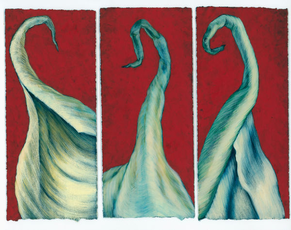 Kim Spooner A trail with no idea of destination, 2025 Watercolour and gouache on cotton paper 21 x 29.7cm (19.5 x 8.4cm each panel)