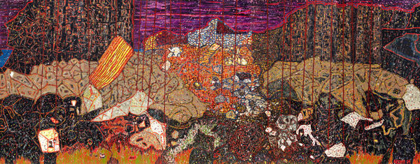 Suzanne Archer Quarry Bombo - South Coast, 2024 Oil on canvas (5 panels) 198 x 510cm