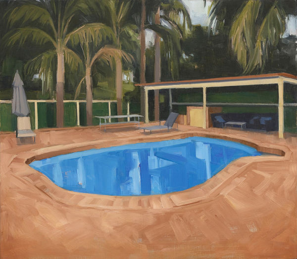 Marie Mansfield The Last Motel in Town, Pool II, 2022 Oil on Board 35 x 40cm