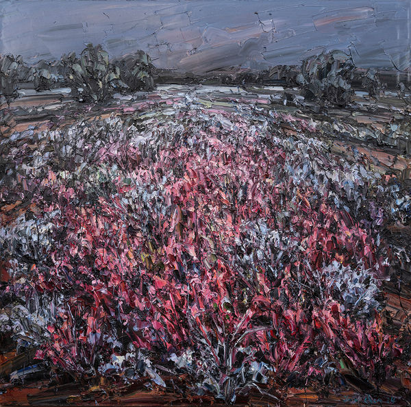Jun Chen Red and Grey Sky, 2024 Oil on canvas 100x101.5cm