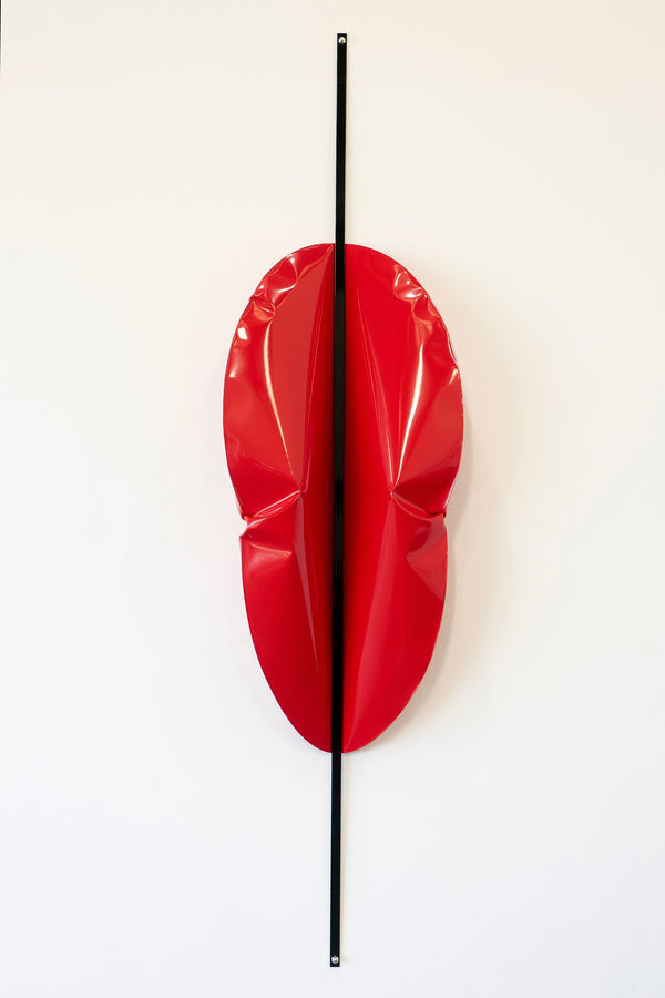 Braddon Snape Act of Suppression (Repression), 2023 Welded, cold inflated and powdercoated stainless steel. Painted steel and stainless steel hardware. H: 239.5cm W: 58cm D: 21cm