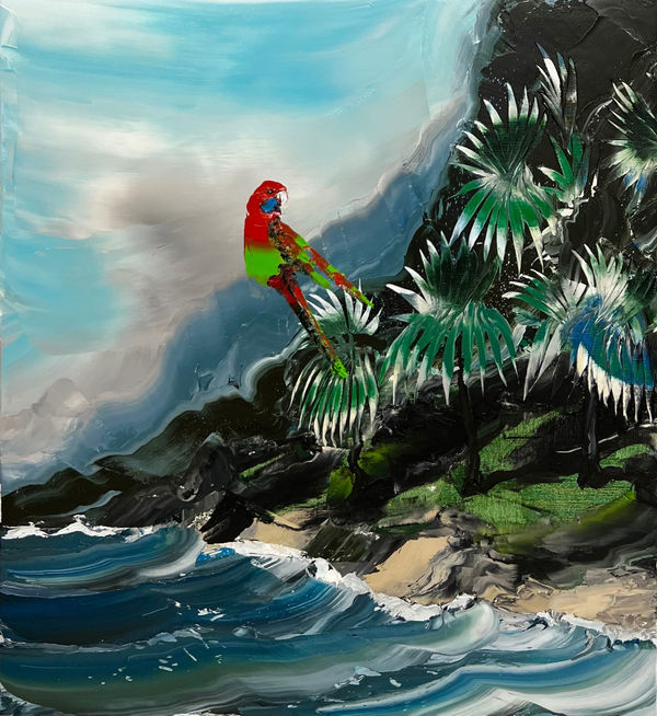 Paul Ryan Palm Coast Rosella, Thirroul , 2022 Oil on Linen 102 x 92cm