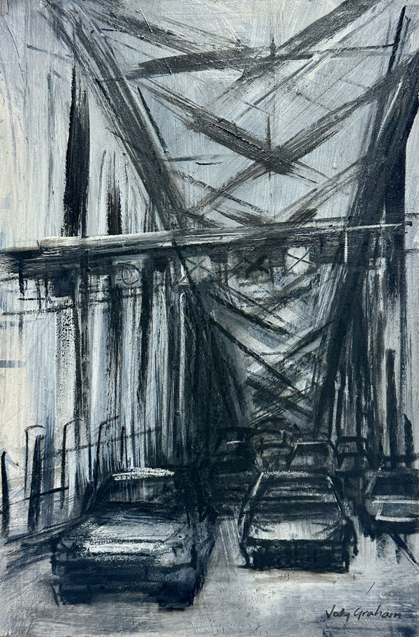 Jody Graham Coming Home, 2025 Charcoal on gessoed panel 30 x 20cm