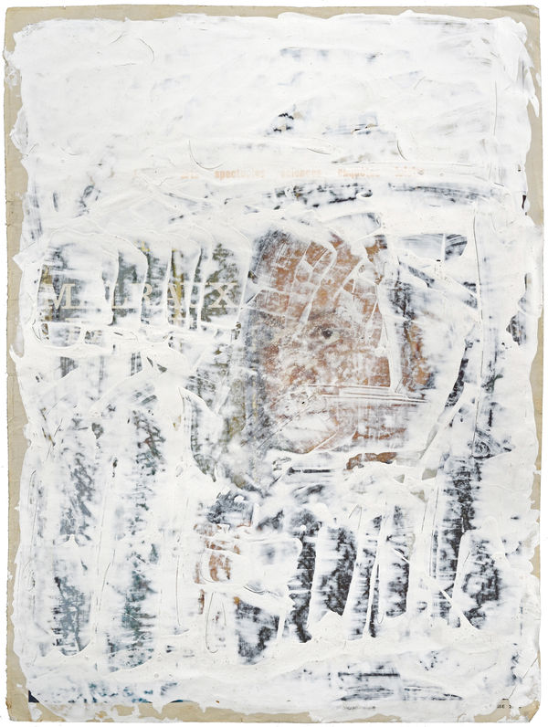 Gil Joseph Wolman Malraux, ca.1991 peinture blanche sur journal 36 x 27 cm