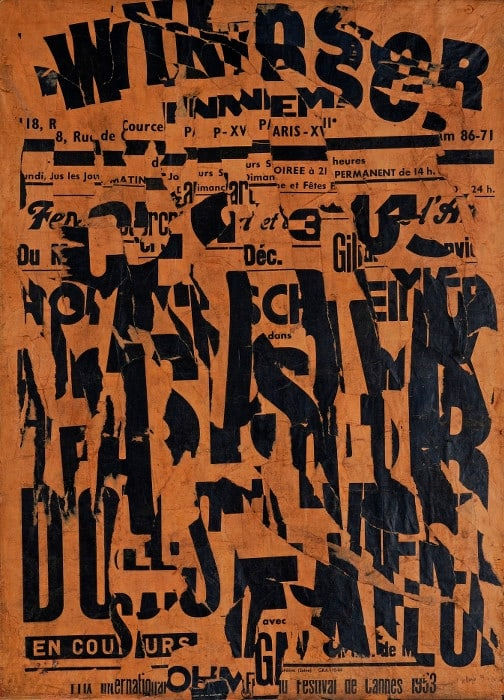 Jacques Villeglé Windsor - Cinéma (Festival de Cannes) affiches lacérées sur toile 117,5 x 85,5 cm 11 by 8 1/4 in.