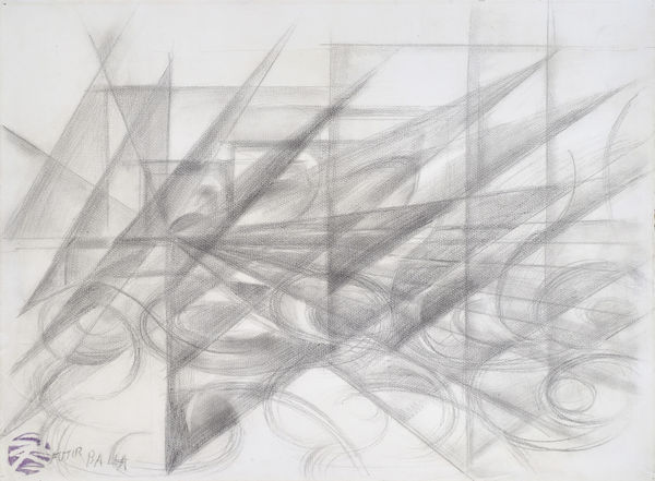 Giacomo Balla Dynamisme automobile dessin à la mine de plomb sur papier 48 x 61 cm (disponible) 4 1/8 by 5 1/8 in. (available)