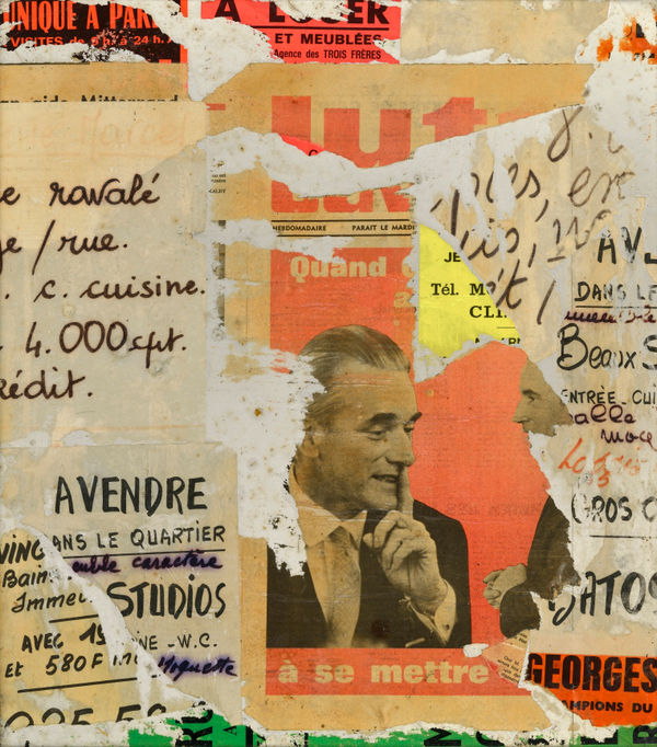 Gil Joseph Wolman main basse sur la vi (le ravalé), 1972 art scotch sur bois 50 x 45 cm