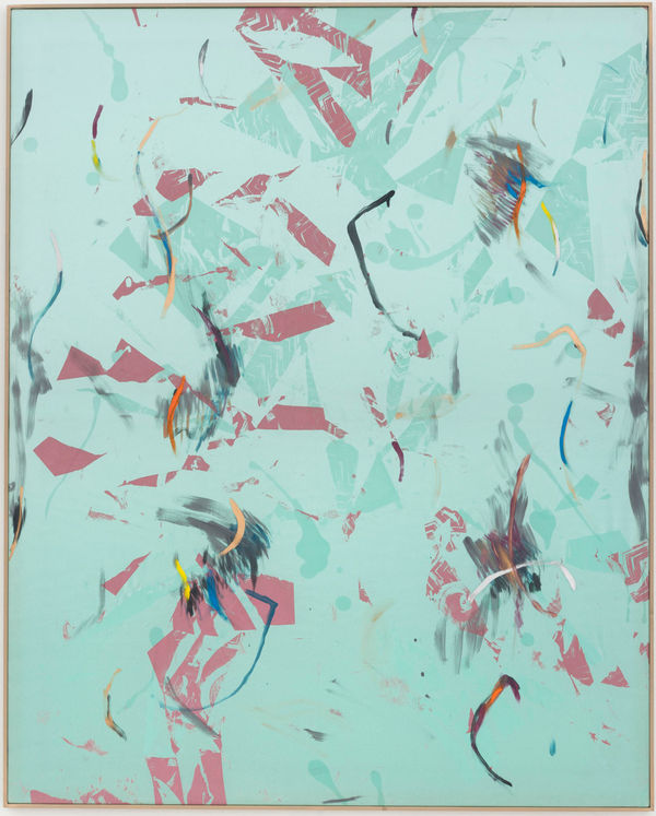 Bas van den Hurk Cecile de Volanges #2, 2015 Silkscreen, oil paint and pigment on silk in artist frame 59 x 47 1/5 in. 149.9 x 119.9 cm.