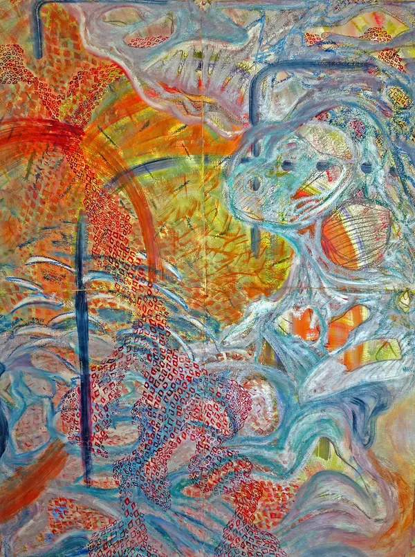 Erin Treacy Sunny Shifting Sheets, 2021 Conte, ink, and acrylic and oil on paper 60 x 44 in. (four papers measuring 30 x 22 in. each) 152.4 x 111.8 cm. *Price includes frame