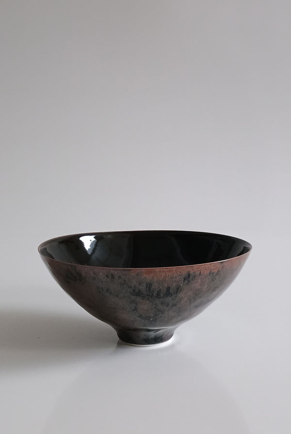 Mottled Deep Red and Tenmoko Bowl, 2025 Porcelain