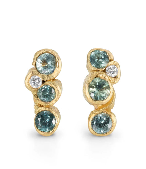 Emily Nixon, Green Ocean Sapphire Spiralis Studs