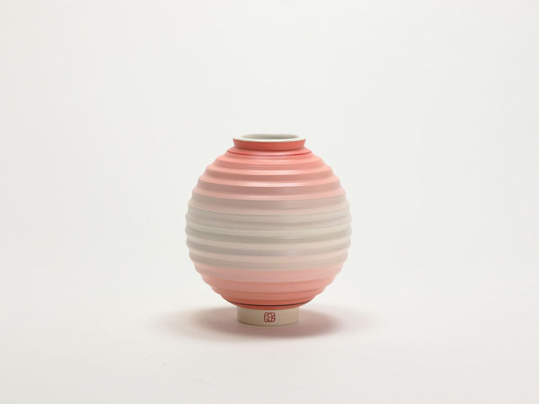 OPot - Moon Jar V, 2025 Earthenware fired at 1120°C Wheel-thrown and brushed various tones of engobe