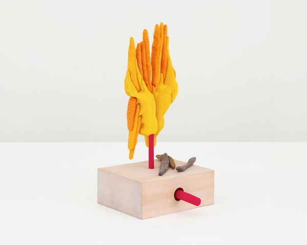 Matthew Ronay Succuloid, 2019 Basswood, dye, gouache, flocking, plastic, steel