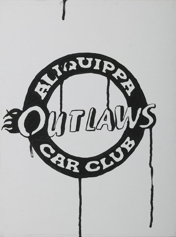 Gardar Eide Einarsson Outlaw Logos(Aliquippa Outlaws), 2004 acrylic on canvas