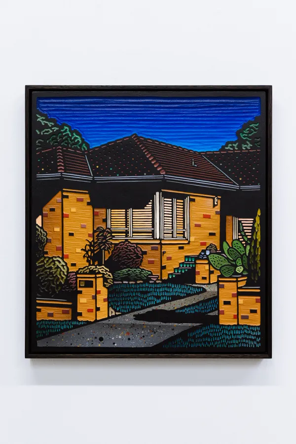 Christopher Zanko TWILIGHT, 2026 acrylic on carved woodblock 50 x 45 cm