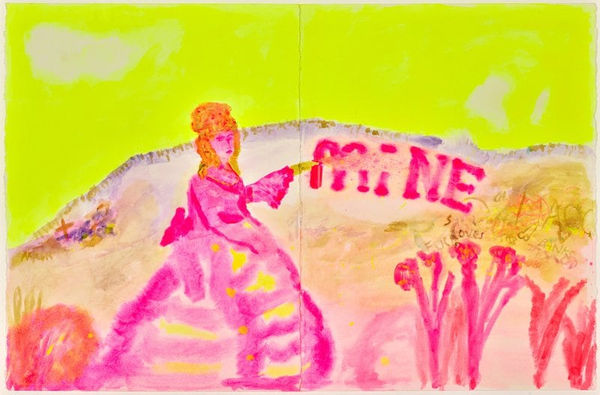 Joan Ross Who said possession is nine-tenths of the law?, 2024 watercolour & synthetic polymer paint on paper 74.5 x 114.5 cm Finalist in the 2024 Wynne Prize