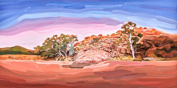 Thea Anamara Perkins Atherreyurre, 2024 acrylic on board 91.5 x 183 x 4 cm Finalist in the 2024 Wynne Prize