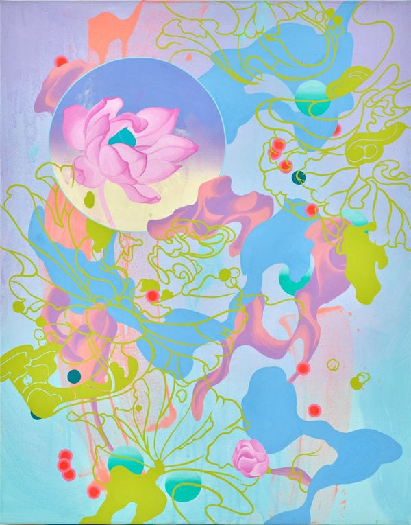 Louise Zhang Tapestry: Lotus, 2024 acrylic on canvas 51 x 41 cm Finalist in the 2024 Wynne Prize