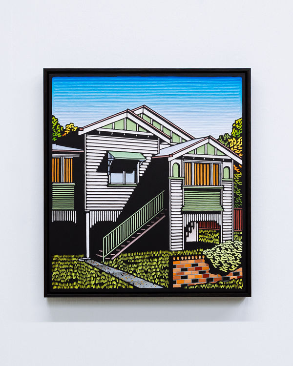 Christopher Zanko Gateways, 2025 acrylic on wood relief carving 50 x 45 cm