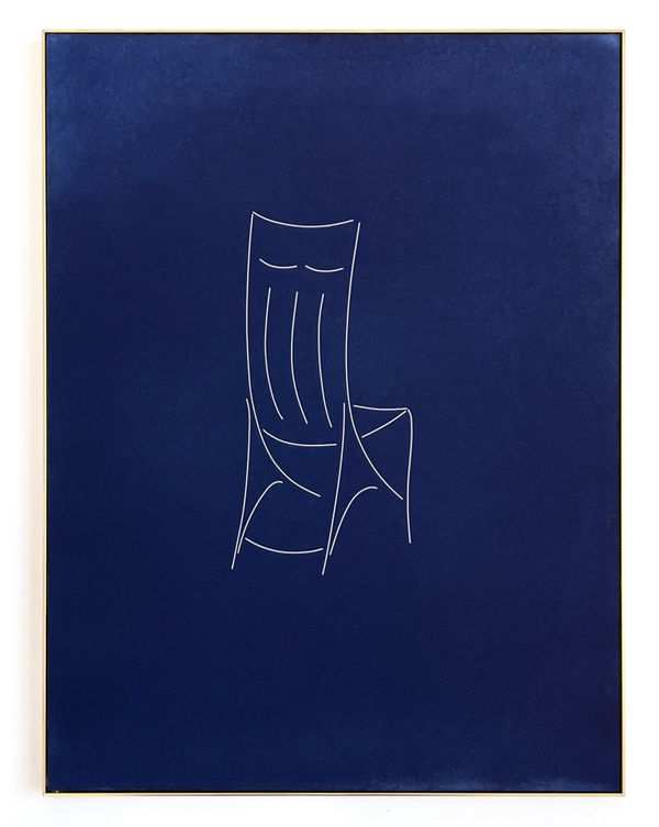 Tom Blake index, chair (nn), 2025 cyanotype, artist-made brass frame 41 x 31 cm