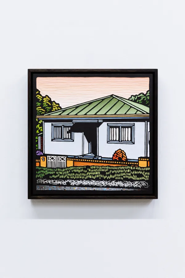 Christopher Zanko SPLIT, 2026 acrylic on carved woodblock 30 x 30 cm