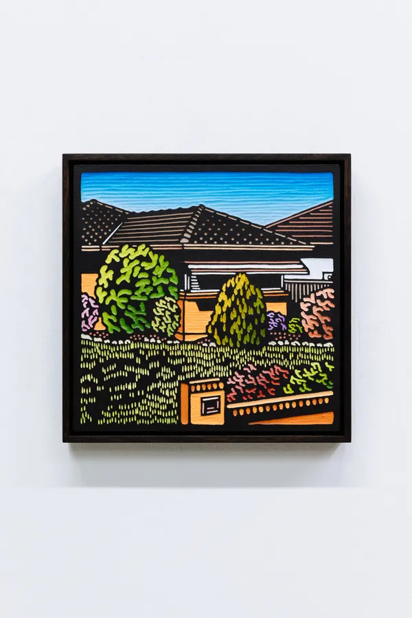 Christopher Zanko SUN SHY, 2026 acrylic on carved woodblock 30 x 30 cm