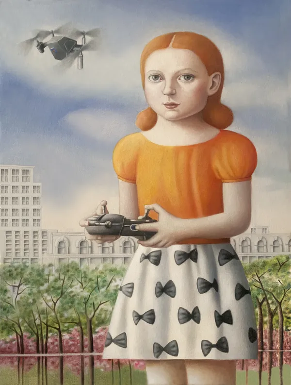 Amy Hill, Girl with Flying Toy, 2025