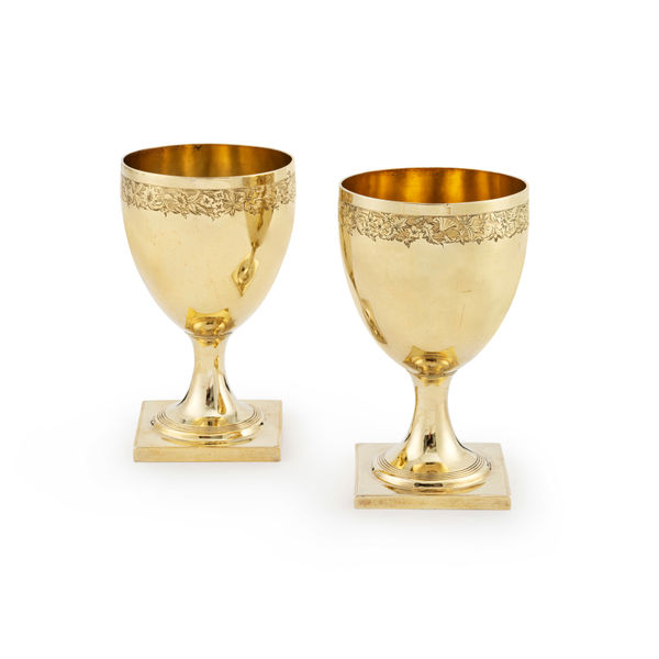 Thomas Wallis, A Fine Pair of George III Silver Gilt Goblets, 1804