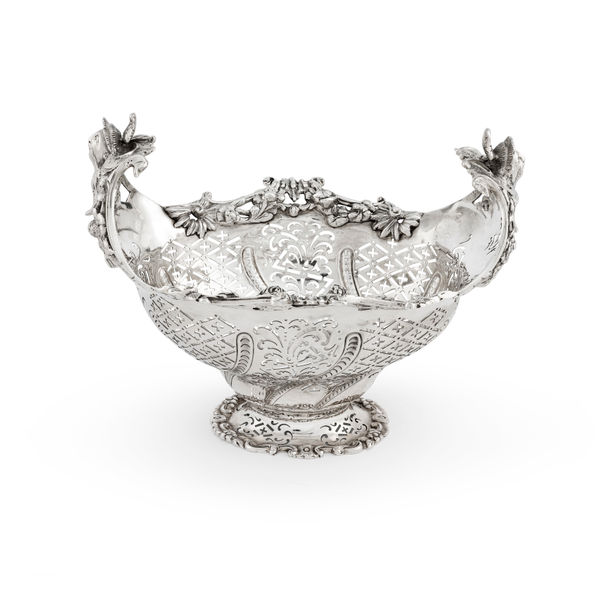 Herbert Lambert, A George II Rococo Style Basket made in London by Herbert Lambert, 1905
