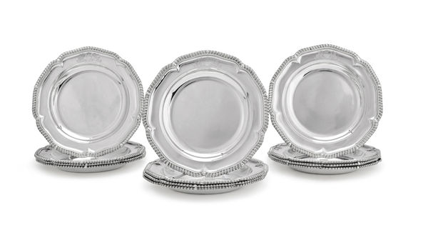 JOHN MEWBURN, A SET OF GEORGE IV SOUP PLATES, 1823