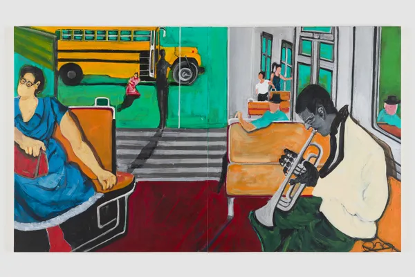 Untitled, 2026 acrylic on canvas 55 1/8 x 94 1/2 inches, overall 140 x 240 cm 55 1/8 x 47 1/4 inches, each 140 x 120 cm