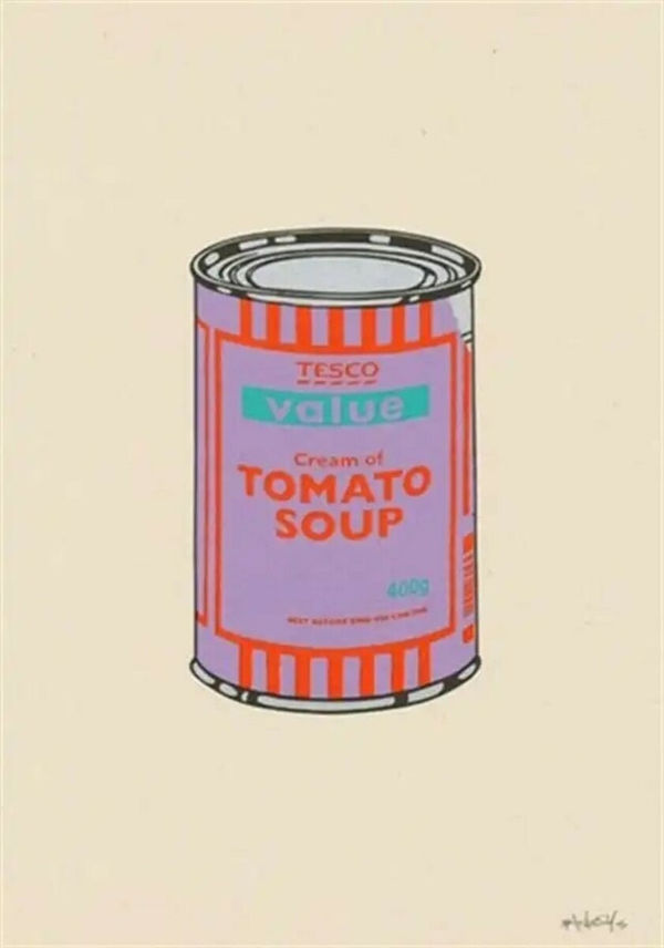 Banksy, Soup Can (Violet, Orange, Mint), 2005