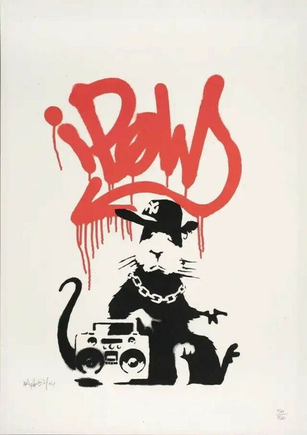 Banksy, Gangsta Rat (Signed), 2004