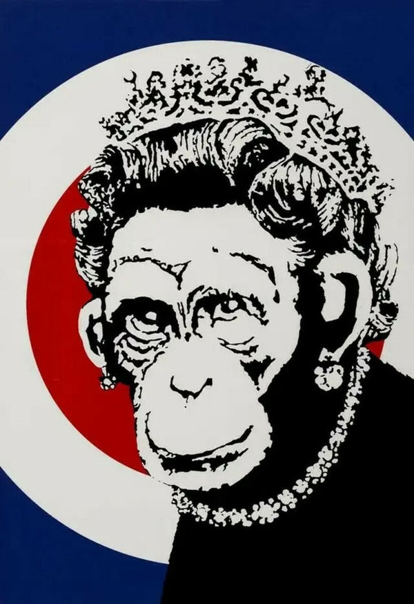 Banksy, Monkey Queen (Signed), 2003