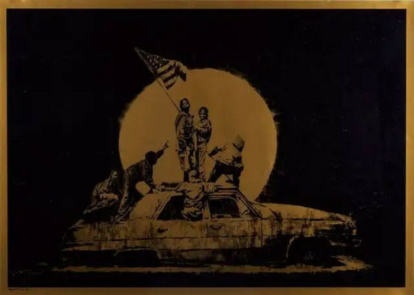 Banksy, Flag (Gold), 2007