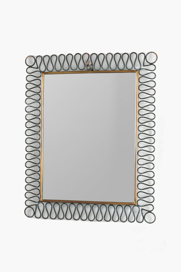 1950s Italian Wrought Iron Mirror With Scalloped Border