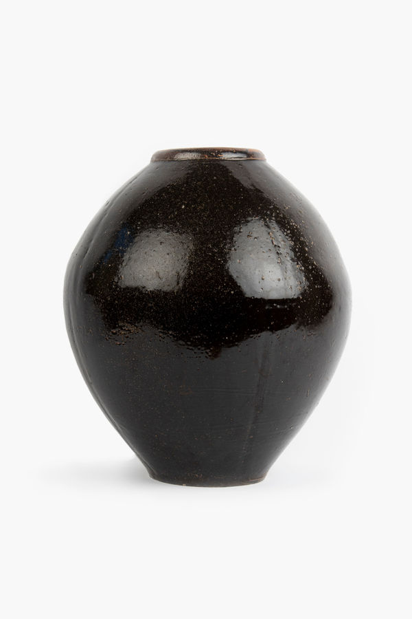 Large Black Glazed Earthenware Pot, 20th Century