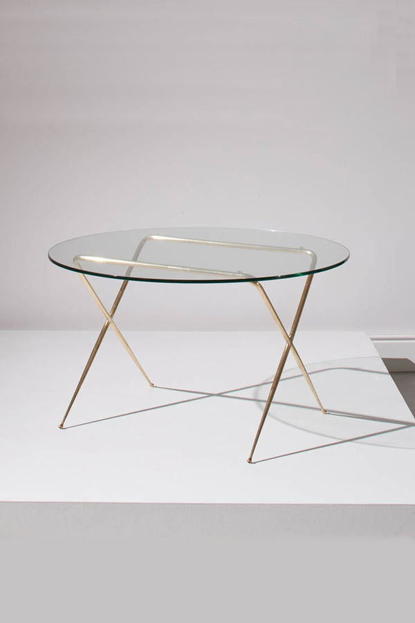 Brass & Glass Low Table by Angelo Lelii