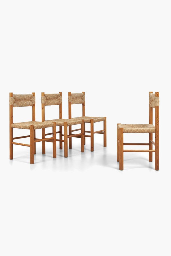 Set of Four Pine & Rush 'Dordogne' Style Dining Chairs