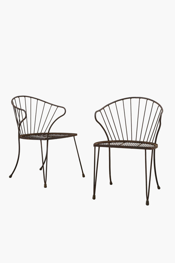 Pair of 1950s Italian Wrought Iron Side Chairs