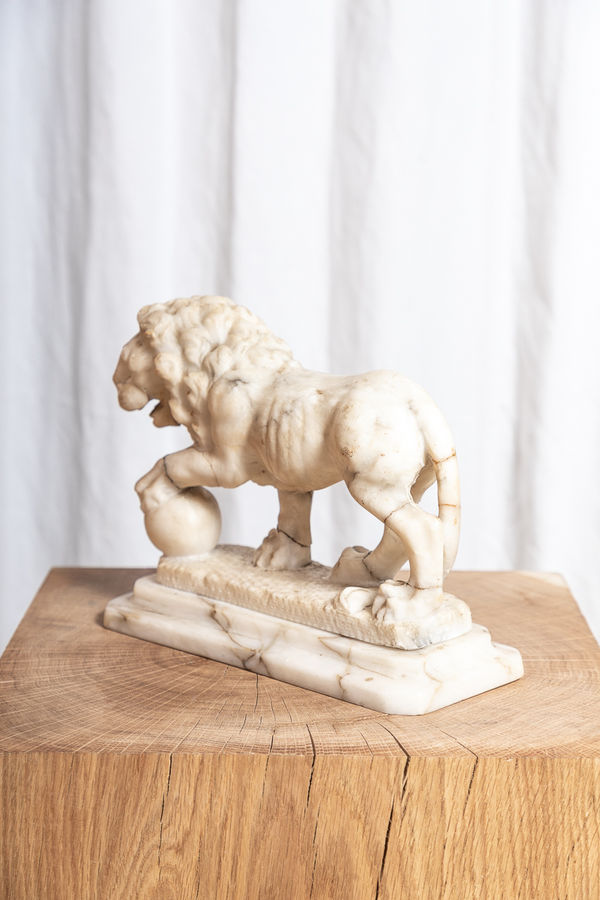 Italian Alabaster Figure of The Medici Lion, 19th Century