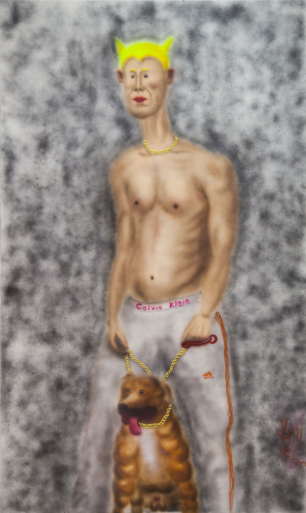 ¥ouada Houjia Number Two / houjia之二, 2018 Acrylic and spray paint on canvas 180 x 110 cm